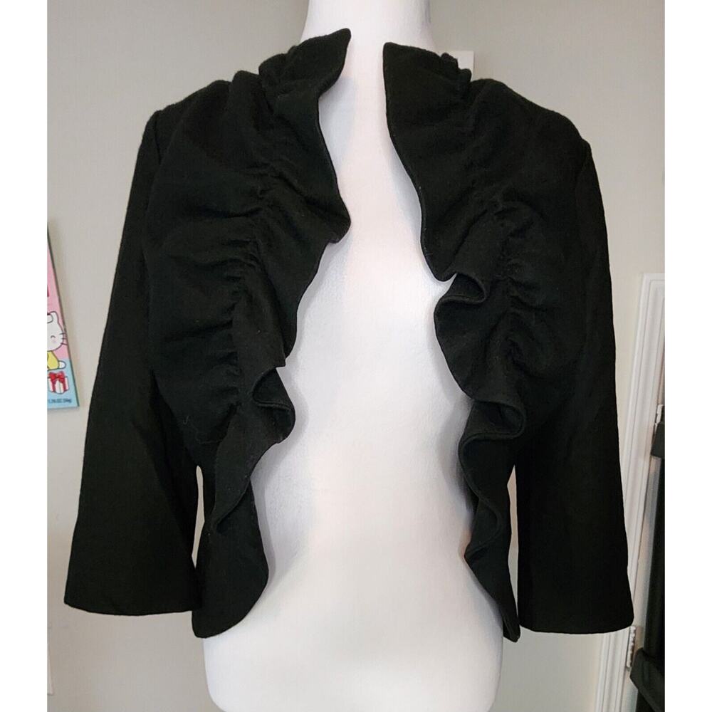 Tabitha Anthropologie Cardigan Sweater Womens Size 4 Wool Blend Black Lined